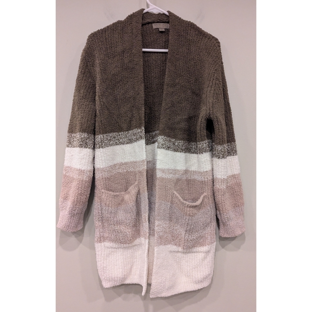Barefoot Dreams Cozy Chic Ribbed Colorblock Open Cardigan Size Small